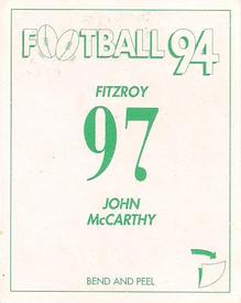 1994 Select AFL Stickers #97 John McCarthy Back